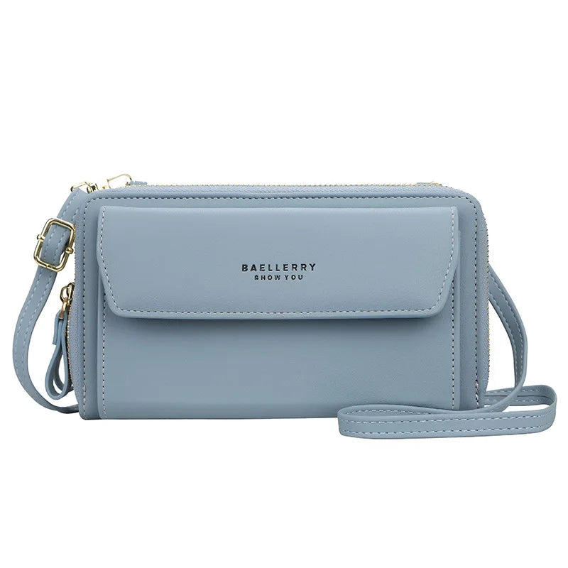 Women Wallet Double Zipper Female Shoulder Bag Top Cell Phone Pocket