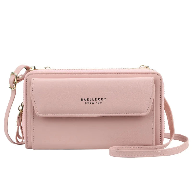 Women Wallet Double Zipper Female Shoulder Bag Top Cell Phone Pocket