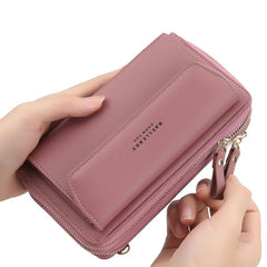 Women Wallet Double Zipper Female Shoulder Bag Top Cell Phone Pocket