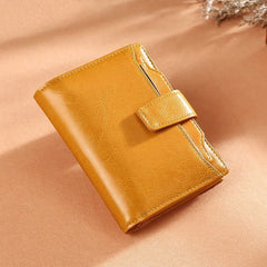 Oil Wax Cowhide Women Wallet Short Zipper Coin Purse Carteras