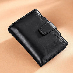 Oil Wax Cowhide Women Wallet Short Zipper Coin Purse Carteras