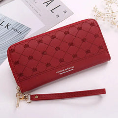 Embroidered Long Crown Zipper Women Wallet