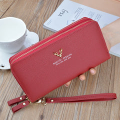 Embroidered Double Zipper Women's Long Wallet