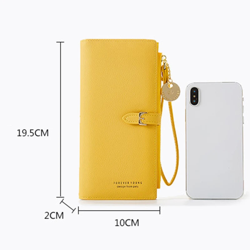 Women Multifunctional PU Leather Long Wallet Clutch Zipper Student Wallet