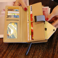 Women Wallet PU Hollow Leaf Long Purse Lady Women's Multi-slot Zip Purse