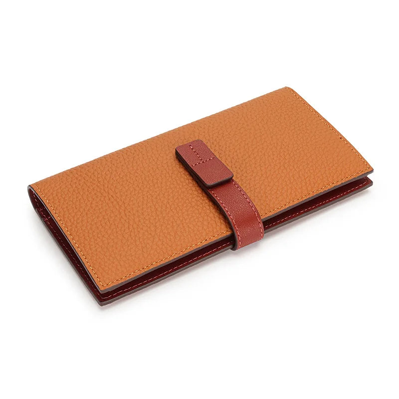 Women Wallet Pull-Belt Long Cowhide Wallet Clutch