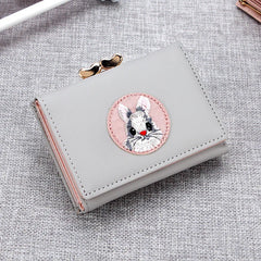 Small Rabbit Wallet Short PU Leather Solid Wallets Hasp Purses Female Purse Clut