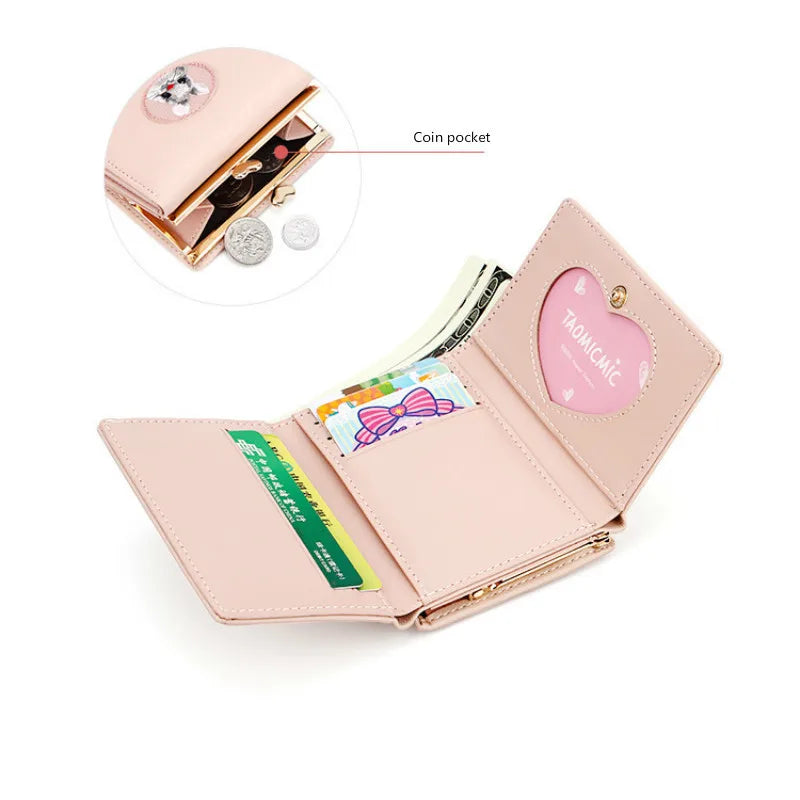 Small Rabbit Wallet Short PU Leather Solid Wallets Hasp Purses Female Purse Clut