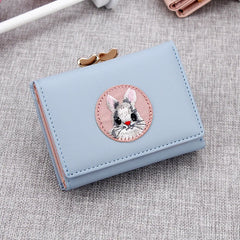 Small Rabbit Wallet Short PU Leather Solid Wallets Hasp Purses Female Purse Clut