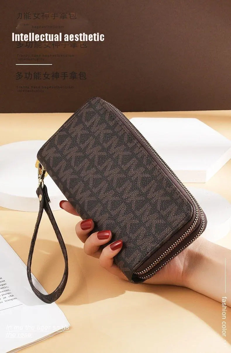 Double Zipper Clutches Purse Wristlet Wallet Handbag