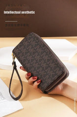 Double Zipper Clutches Purse Wristlet Wallet Handbag