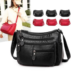 Soft PU Leather Shoulder Bag Crossbody Handbag Multi-pocket Messenger Bags