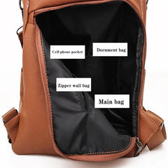 Waterproof Anti-theft Leather Backpack for Women - Multifunction Travel Shoulder