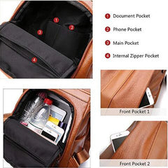 Waterproof Anti-theft Leather Backpack for Women - Multifunction Travel Shoulder