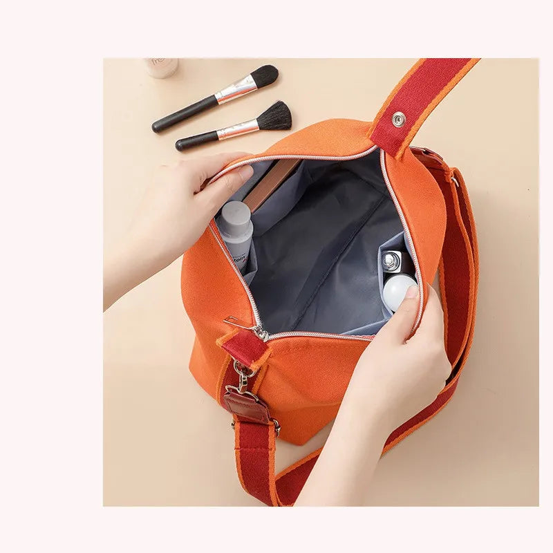 Waterproof Canvas Makeup Storage Bag Cosmetic Organizer Pouch