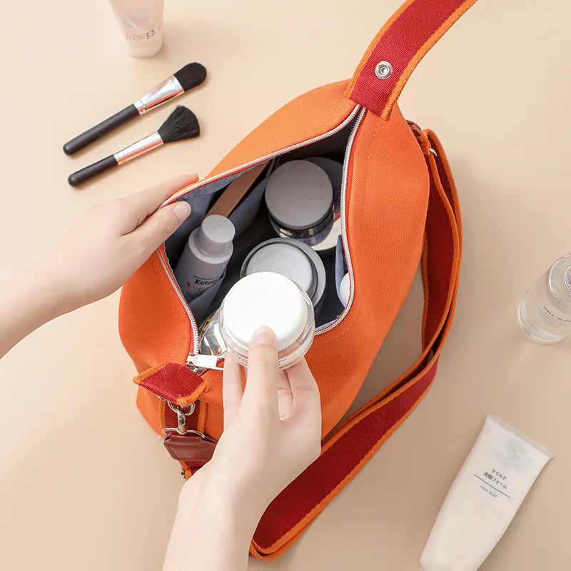 Waterproof Canvas Makeup Storage Bag Cosmetic Organizer Pouch