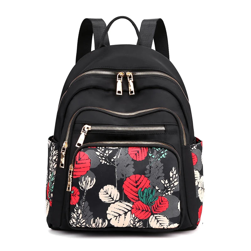 Women Waterproof Nylon Backpack Geometric Shoulder Bag Youth Vitality Style