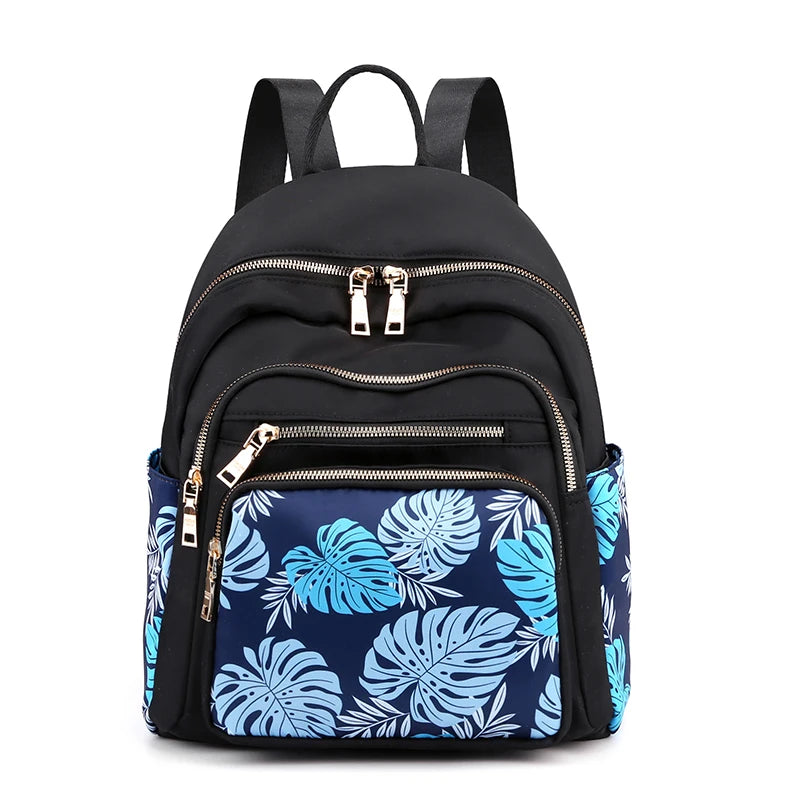 Women Waterproof Nylon Backpack Geometric Shoulder Bag Youth Vitality Style