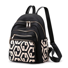 Women Waterproof Nylon Backpack Geometric Shoulder Bag Youth Vitality Style