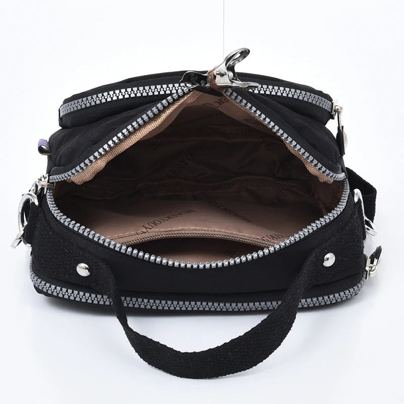 Waterproof Nylon Crossbody Bag For Women Ladies Zipper Tote Shoulder Handbag