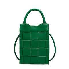 Women Weave Phone Messenger Bag PU Leather Handbag Shoulder Bag