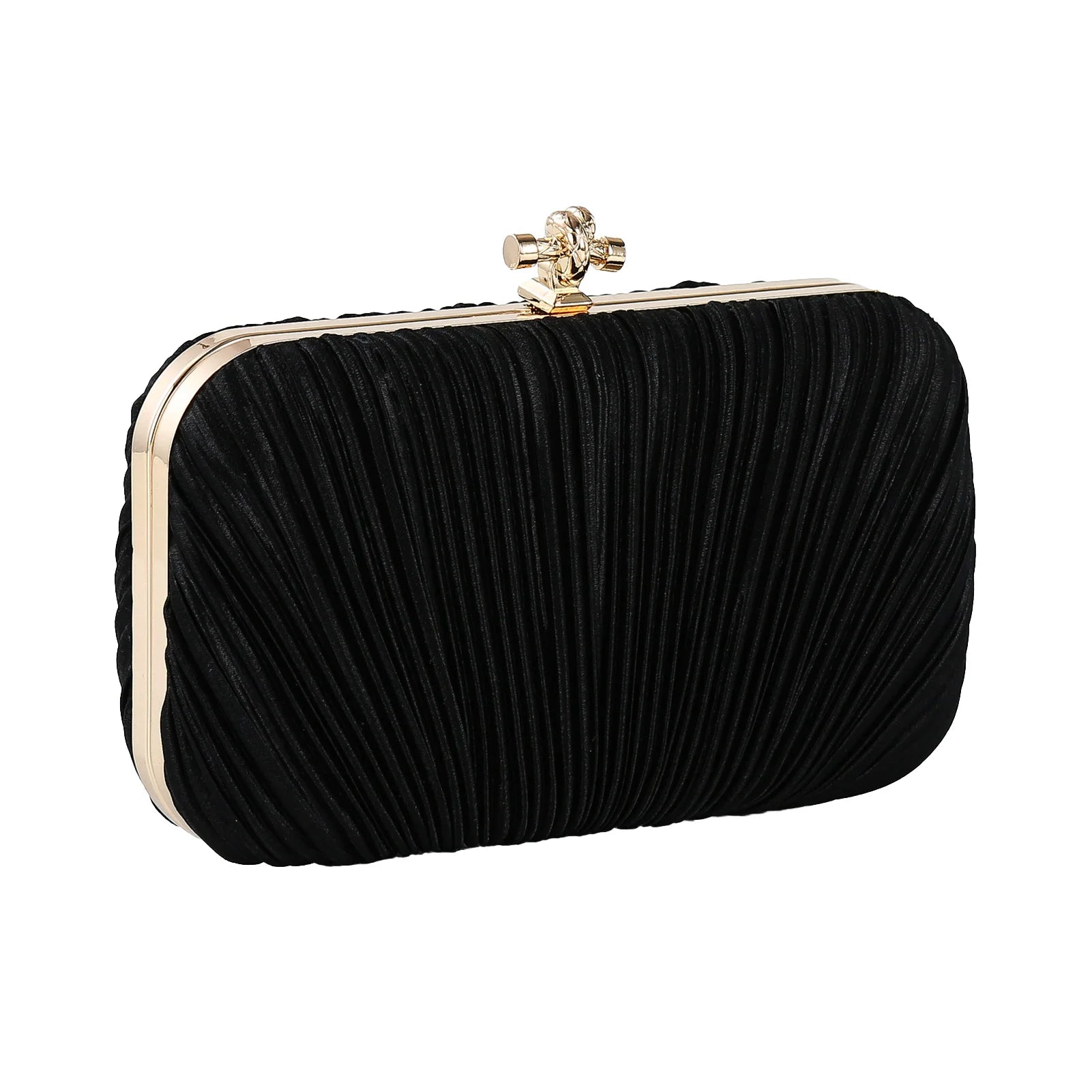 Glitter Pleated Evening Bag Chain Clutch Purse for Women Wedding Party