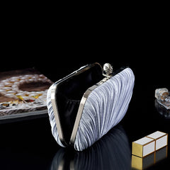 Glitter Pleated Evening Bag Chain Clutch Purse for Women Wedding Party