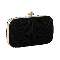 Glitter Pleated Evening Bag Chain Clutch Purse for Women Wedding Party