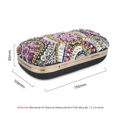 Women Wedding Clutch Handbag Evening Bag Metallic Diamonds