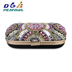 Women Wedding Clutch Handbag Evening Bag Metallic Diamonds