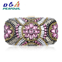 Women Wedding Clutch Handbag Evening Bag Metallic Diamonds