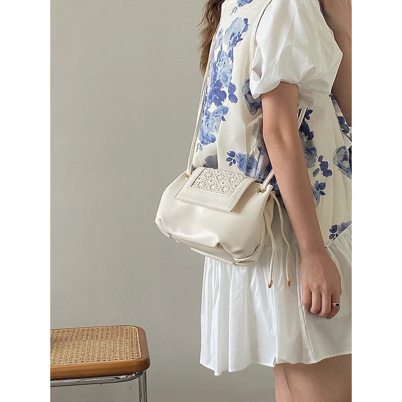 Women Shoulder Bags Style Female Daily Crossbody Bag Pleated Underarm PU Leather