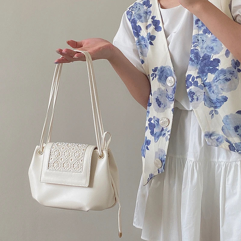 Women Shoulder Bags Style Female Daily Crossbody Bag Pleated Underarm PU Leather