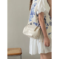 Women Shoulder Bags Style Female Daily Crossbody Bag Pleated Underarm PU Leather