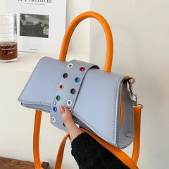 Women Wide Strap Armpit Bag High PU Leather Shoulder Bag Ladies Rivet Handbag