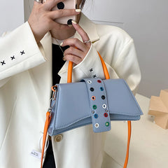 Women Wide Strap Armpit Bag High PU Leather Shoulder Bag Ladies Rivet Handbag