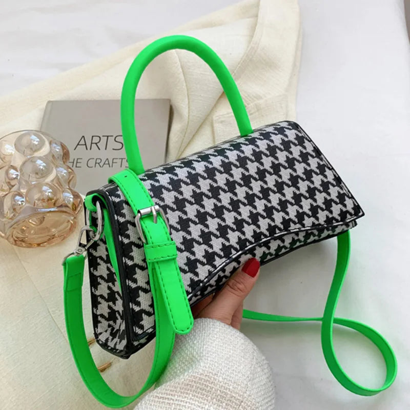 Wide Strap Armpit Bag PU Leather Green Shoulder Handbag