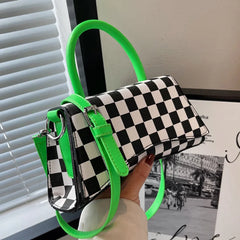 Wide Strap Armpit Bag PU Leather Green Shoulder Handbag