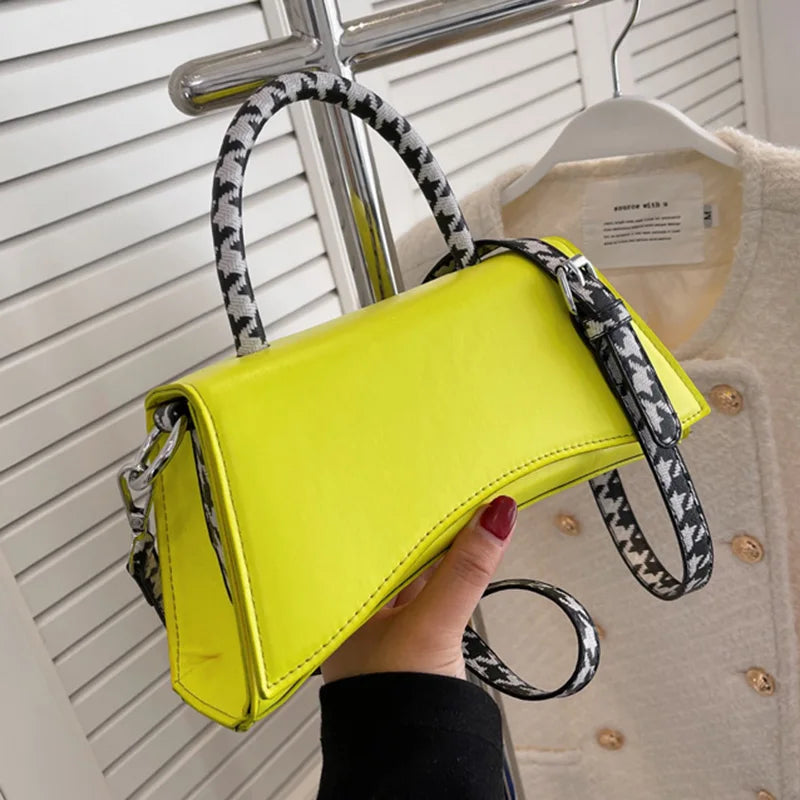 Wide Strap Armpit Bag PU Leather Green Shoulder Handbag