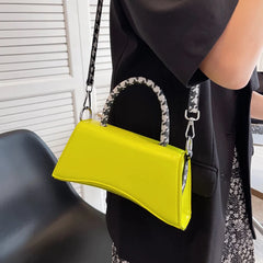 Wide Strap Armpit Bag PU Leather Green Shoulder Handbag