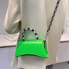 Wide Strap Armpit Bag PU Leather Green Shoulder Handbag