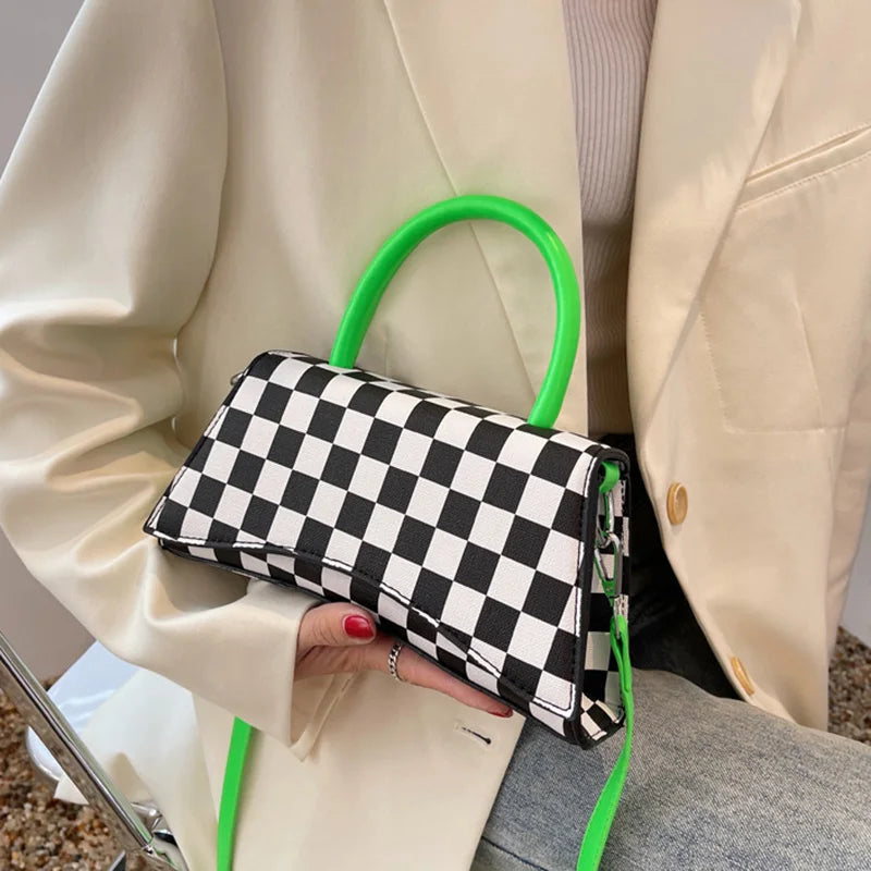 Wide Strap Armpit Bag PU Leather Green Shoulder Handbag