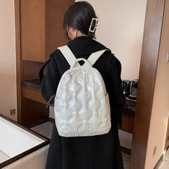 Women Winter Down Feather Padded Packback Large Multiple Pockets