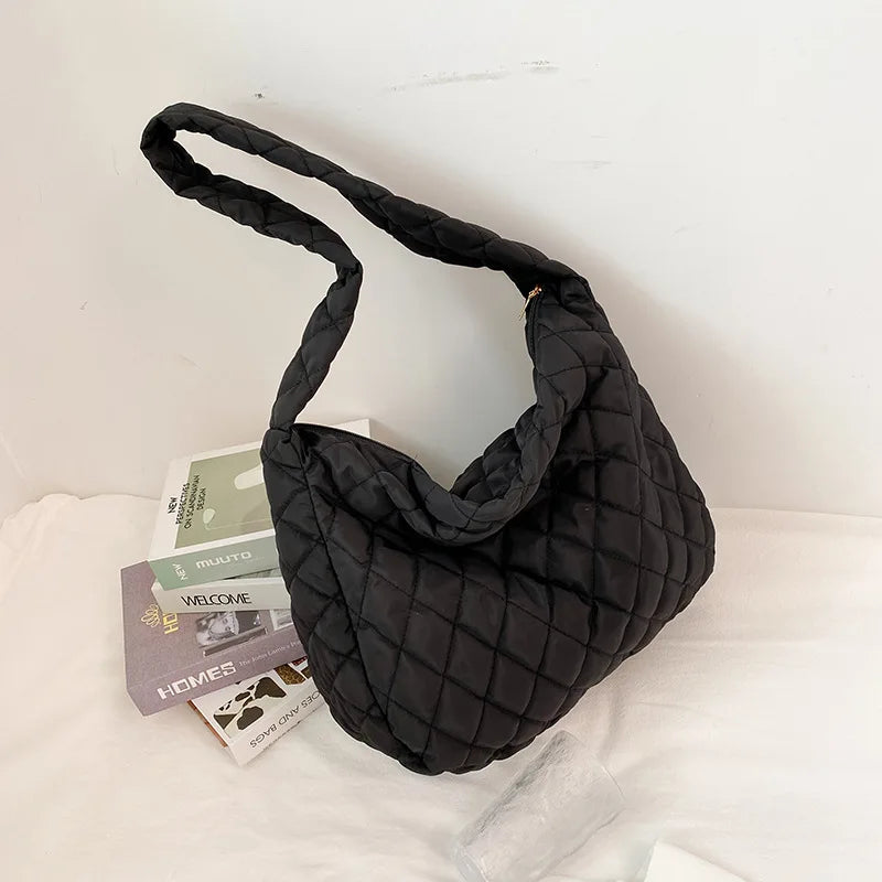 Women Winter Handbag Purses Cotton Crossbody Bag Female Quilted Large Ladies Bag