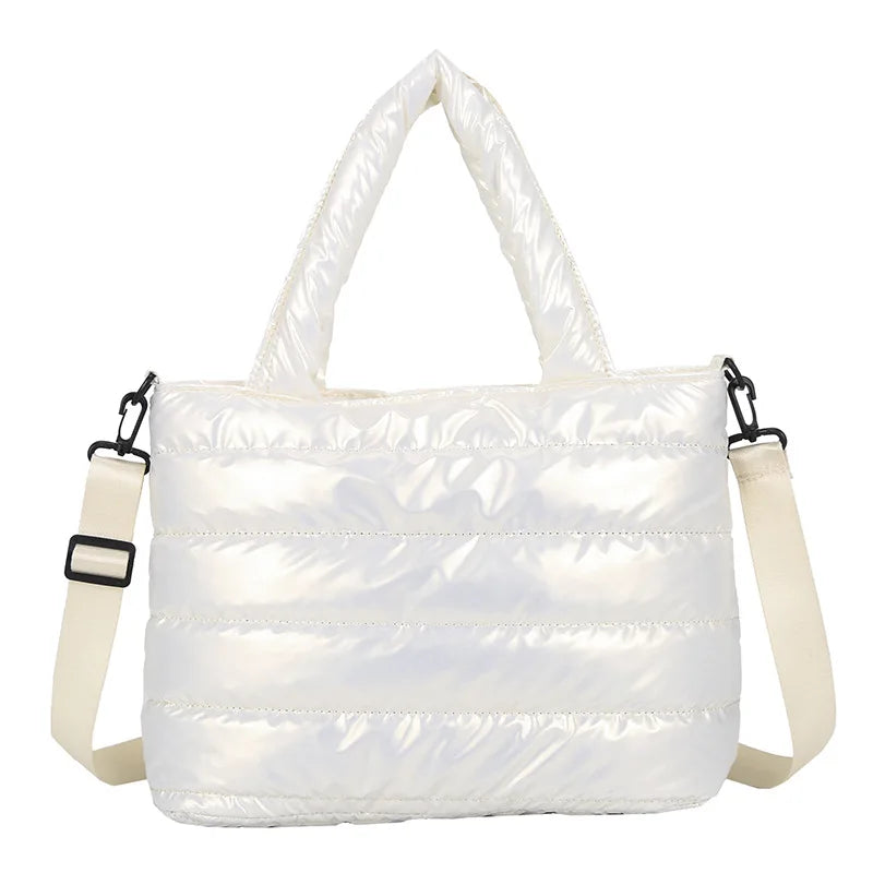 Women Winter Handbags Mobile Space Glossy Female Down Bags Cotton-padded Jacket