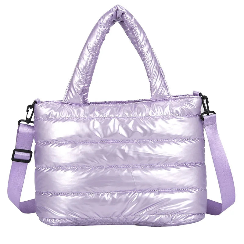 Women Winter Handbags Mobile Space Glossy Female Down Bags Cotton-padded Jacket
