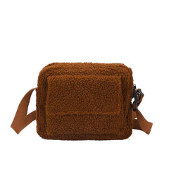 Winter Lamb Cashmere Shoulder Bag Girls Fleece Satchel Plush Crossbody Purse