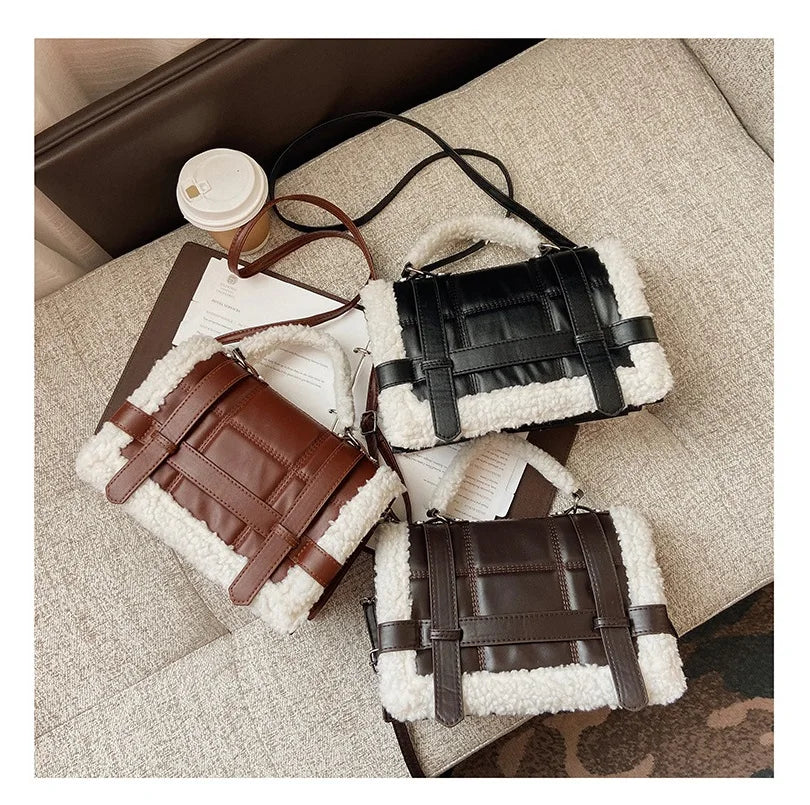 Women Winter Shoulder Bag Lady Handbag Female Party Crossbody Messenger Faux Fur