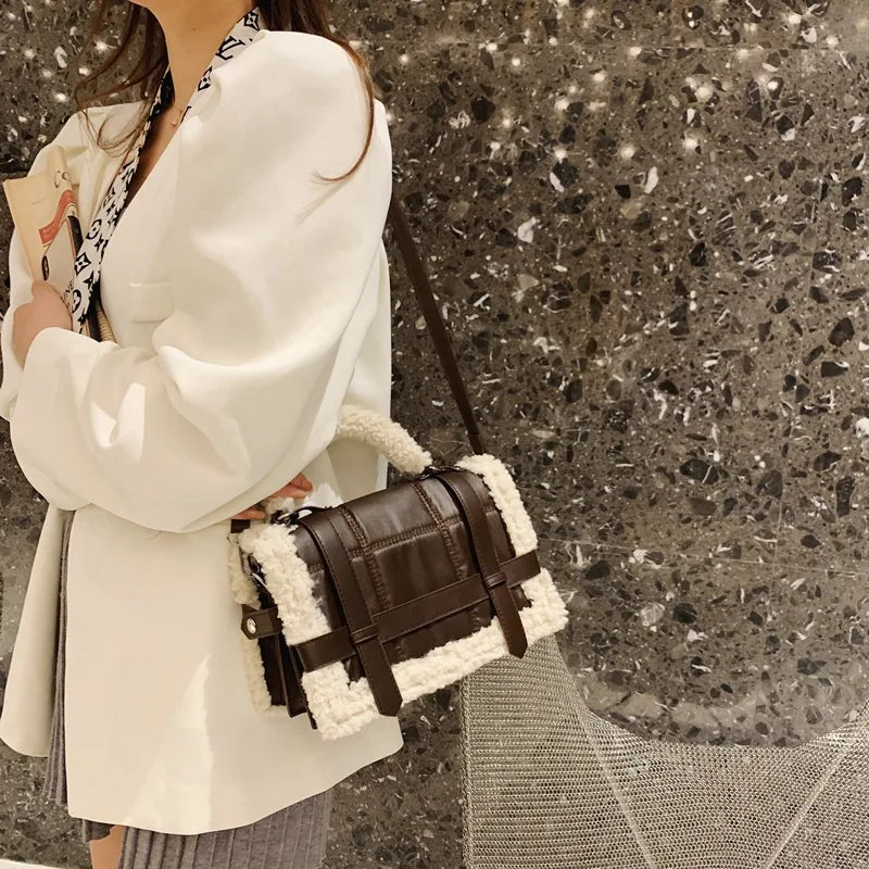 Women Winter Shoulder Bag Lady Handbag Female Party Crossbody Messenger Faux Fur