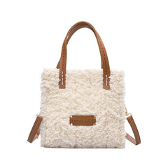 Women Lamb Wool Shoulder Bag Soft Autumn Winter Square Cross-body